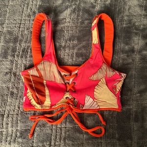 Maaji Reversible Coral and Leaf Print Bikini Swim Top